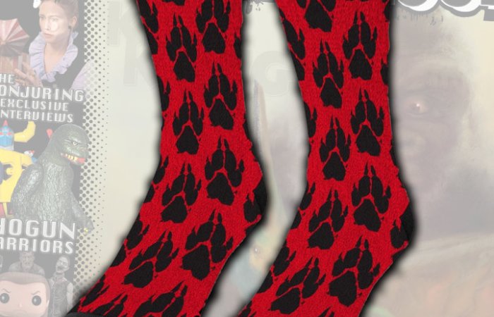 Red Paw Print Socks